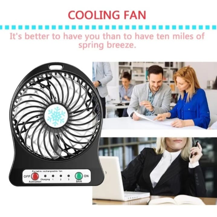 Mini Portable Cooling Fan, Handheld Desk Cooling Fan, USB Rechargeable Fan, Fast Smooth Running, 3 Speed Fan for Study Table, Home, Office, Travel, Camping
