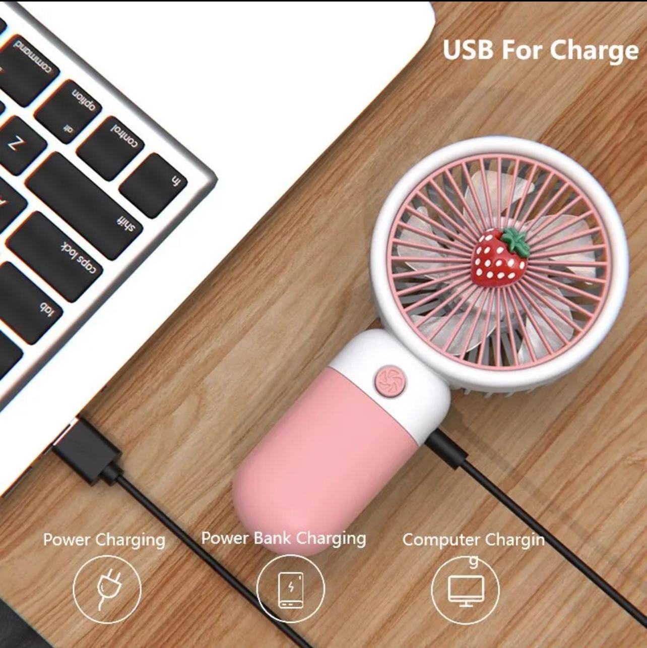 Convenient and ultra-quiet USB mini handheld wind power fan with portable phone holder student office small cooling fans